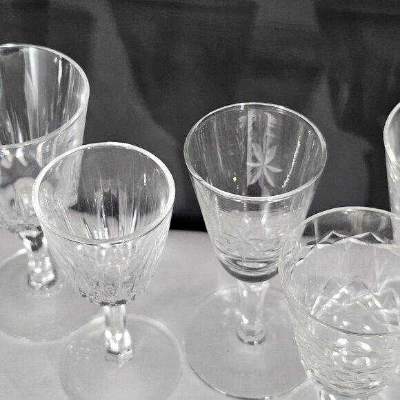 6 Mismatched Vintage Cocktail Glasses Etched Floral romantic dinner drinks party - Picture 9 of 10